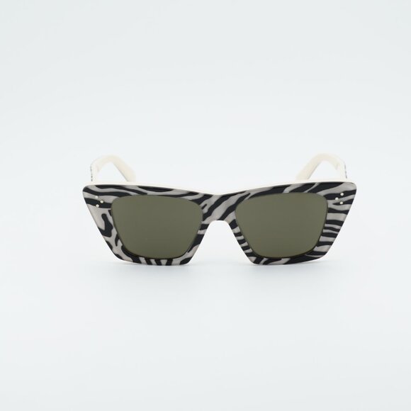 Celine CL40187I 99E Sunglasses White and Black Animal Cat Eye Frame, Grey Lenses main image 7
